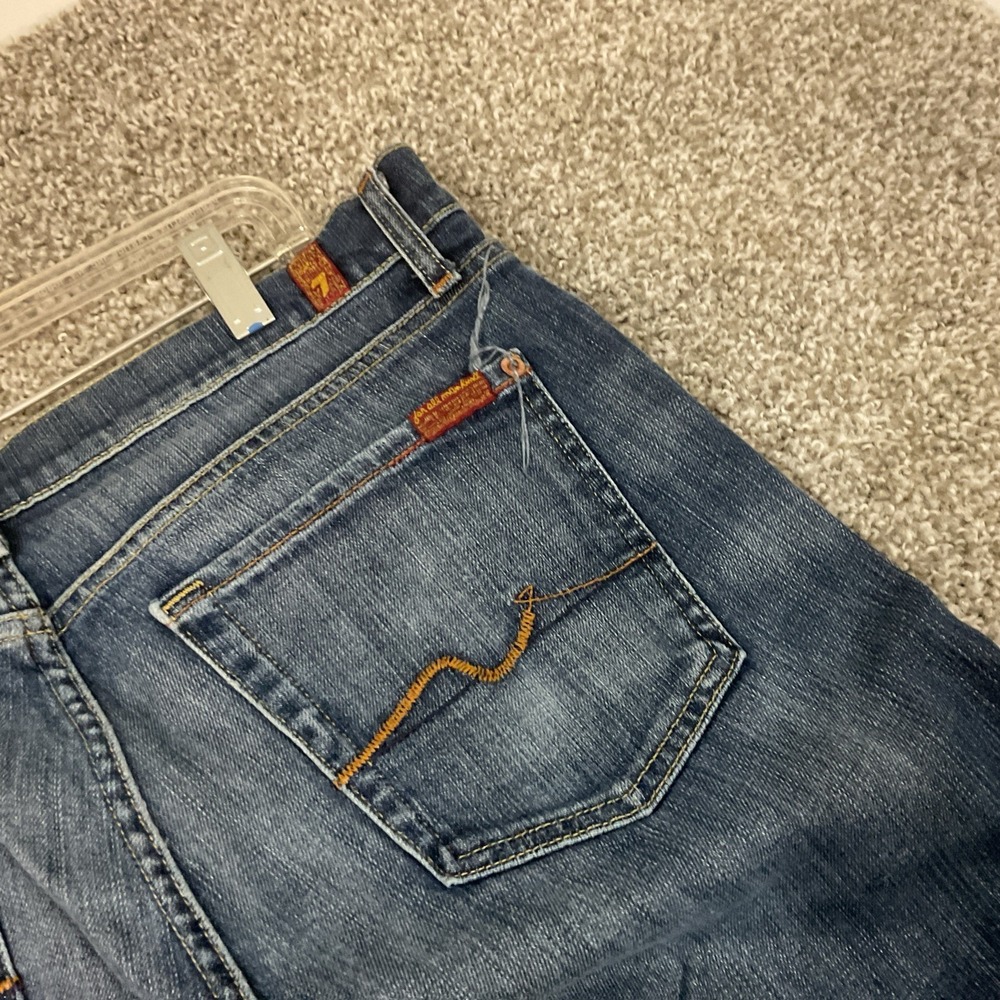 VTG Seven 7 For All Mankind Bootcut Western Rugged Jeans 32 x 26 Blue Dark Wash - Picture 6 of 16